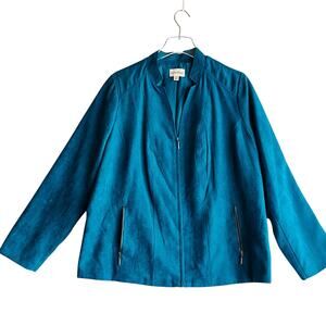 NWT Plus Size Faux Suede Jacket Teal Studio Works 16W Office Capsule Classic